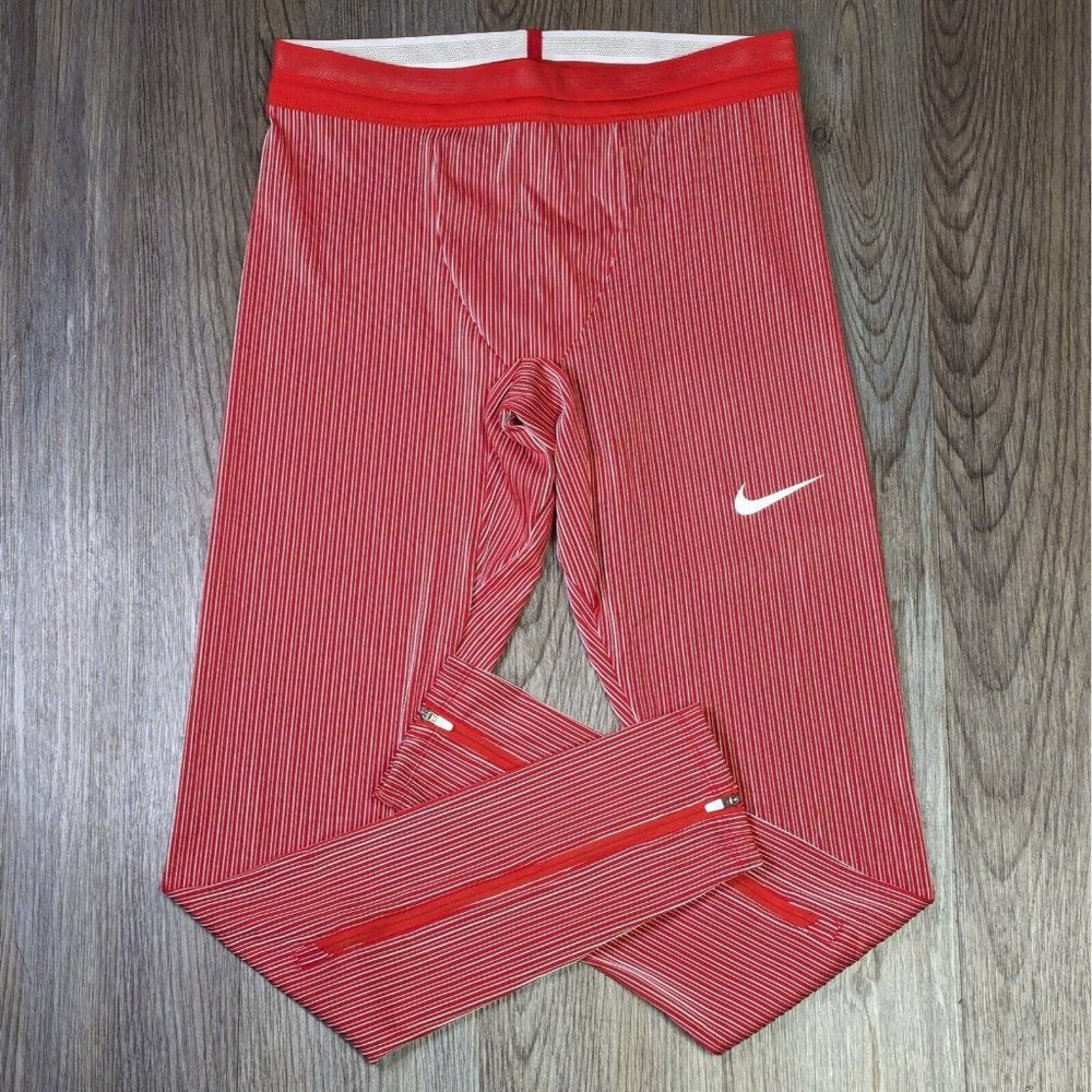Nike Pro Elite Official USA Men's L Red White Running Racing Tights AO8491-000